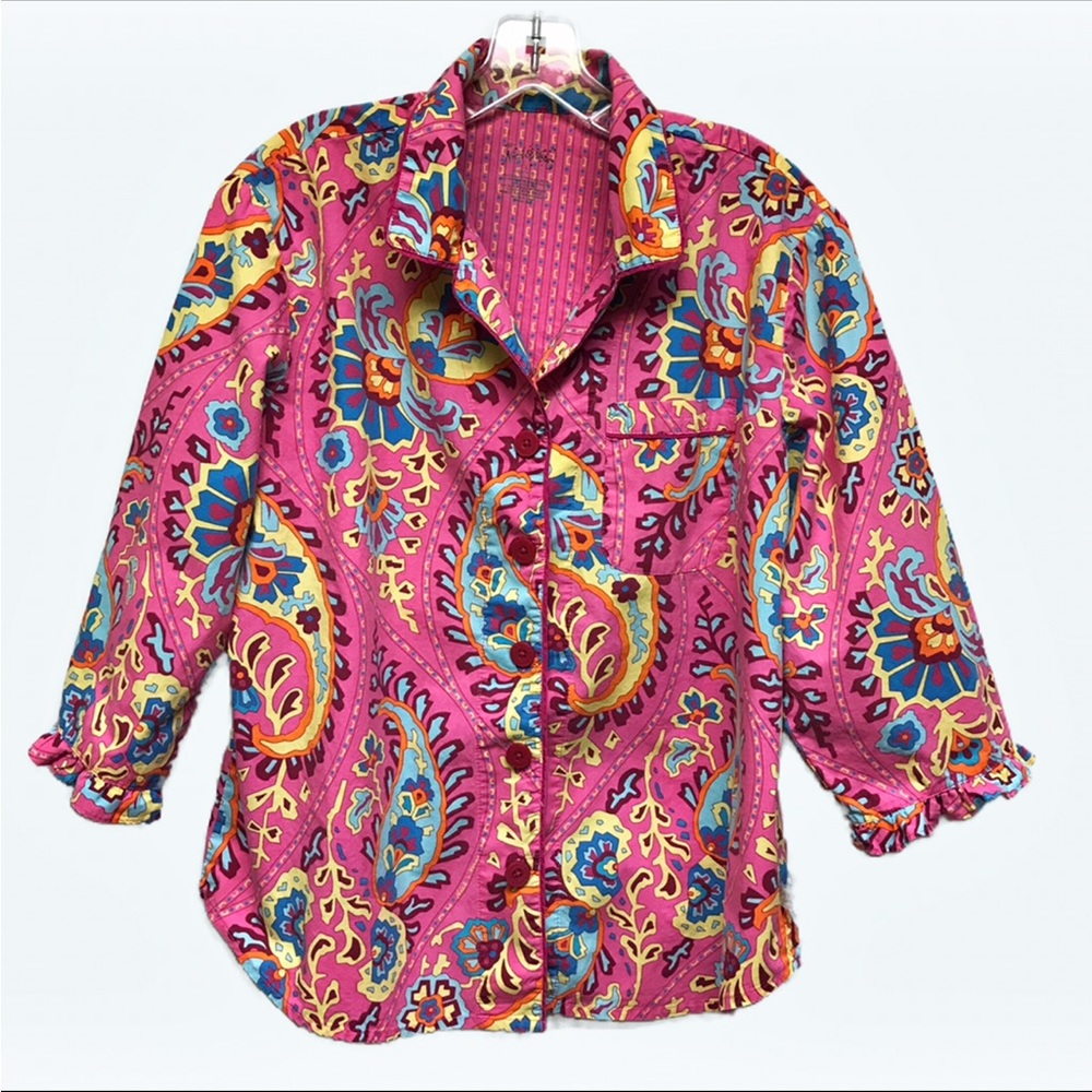 Nick & Nora Paisley Pijama Top Size L
